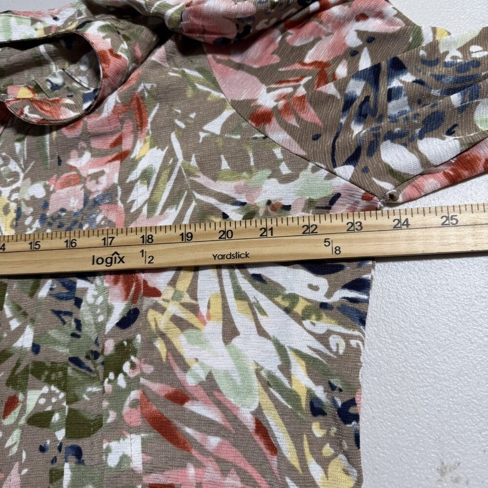 New Directions Womens 1X Top Floral Poly Spandex Blouse Stretch Office Church - Picture 8 of 10